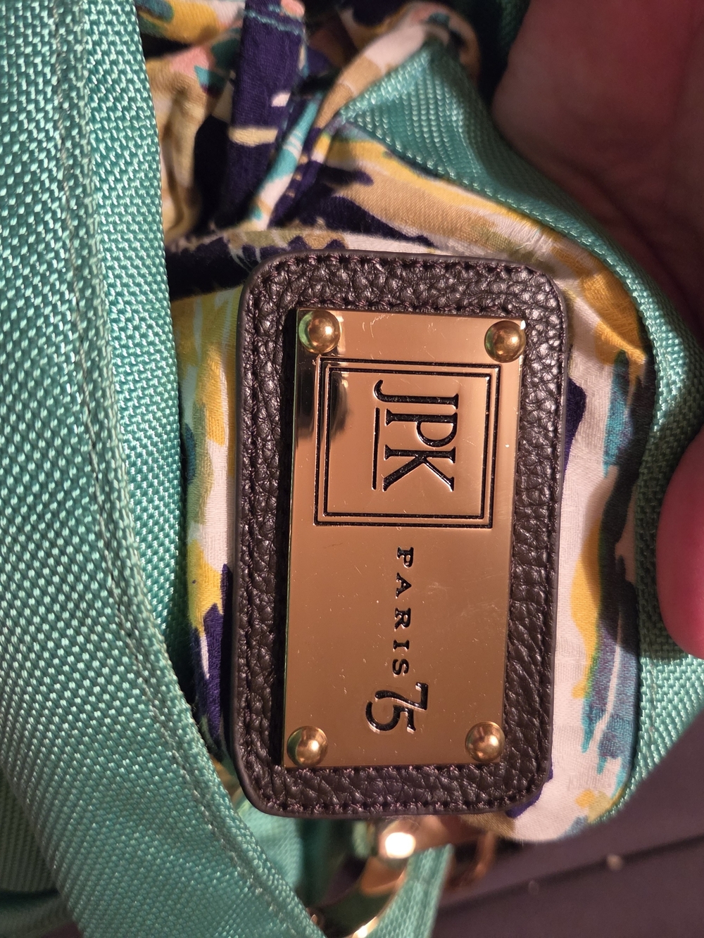 JRK Paris Teal Shoulder Bag with Gold Plate